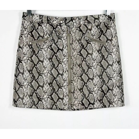 BlankNYC Mini Skirt Womens Size 29 Faux Leather Snakeskin Print Moto Zip Up - Picture 1 of 10